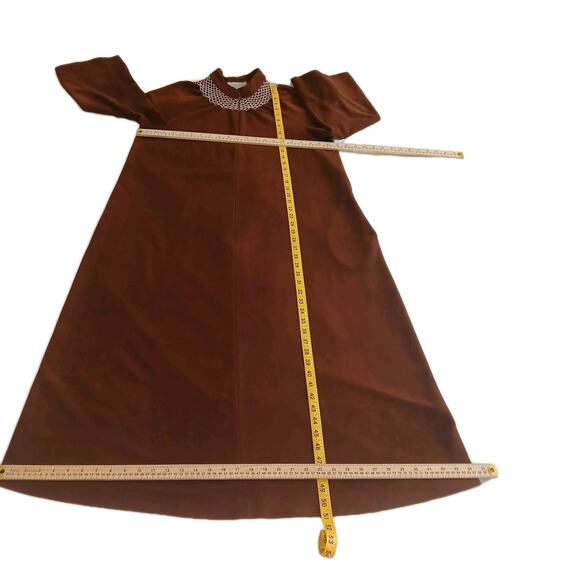 Vintage Vanity Fair Brown Long Sleeve Nightgown 70s-80s Cozy Lounge Dress M - Picture 6 of 10